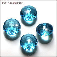 K9 Glass, Imitation Austrian Crystal Beads, Grade AAA, Faceted, Rondelle, Deep Sky Blue, 8x5.5mm, Hole: 0.9~1mm(SWAR-F068-6x8mm-10)