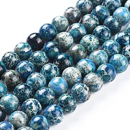 Natural Imperial Jasper Beads Strands, Dyed, Round, Cadet Blue, 10mm, Hole: 1.8mm, about 40pcs/strand, 15.51 inch(39.4cm)(G-G814-07-10mm-04)