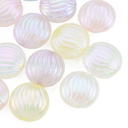 Rainbow Iridescent Plating Acrylic Beads, Glitter Beads, Flat Round, Mixed Color, 14x6.5mm, Hole: 1.4mm(OACR-N010-068)