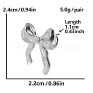 Sweet 304 Stainless Steel Bowknot Stud Earrings, Platinum, 24x22mm(FM1995-1)