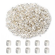 Brass Crimp Beads, Tube, Silver, 2x2x0.15mm, Hole: 1.5mm, about 1000pcs/bag(KK-YW0002-02S)