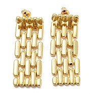 Brass Rectangle Dangle Stud Earrings, Tassel Chains Earrings for Women, Golden, 45x16mm(EJEW-D067-02G)