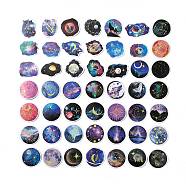 50Pcs 50 Styles Space Theme Paper Stickers Sets, Adhesive Decals for DIY Scrapbooking, Photo Album Decoration, Moon Pattern, 42~52.5x42~70x0.2mm, 1pc/style(STIC-P004-14)