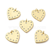 Brass Micro Pave Cubic Zirconia Pendants, with Jump Ring, Real 18K Gold Plated, Long-Lasting Plated, Lead Free & Cadmium Free & Nickel Free, Heart, Clear, 21x21x2mm, Jump Ring: 5x1mm, 3mm Inner Diameter(KK-E015-34G)