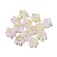 Luminous Transparent Resin Decoden Cabochons, Glow in the Dark Flower with Glitter Powder, White, 11.5x4mm(RESI-D013-06D)