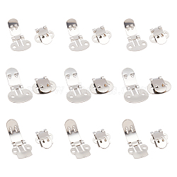 36Pcs 3 Styles Stainless Steel Flat Blank Shoe Clips, for DIY Craft Detachable Decorations, Stainless Steel Color, 16.5~20.5x14~19.5x3~4mm, Hole: 2mm, 12pcs/style(FIND-FG0002-32)