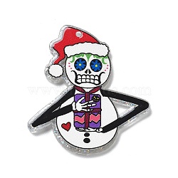 Christmas Theme Acrylic Pendants, Snowman, 39.5x36.5x2.5mm, Hole: 1.5mm(FIND-R006-02A)