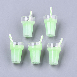 Imitation Juice Glass Pendants, Plastic Pendants, with Epoxy Resin and Polymer Clay, Glitter Powder, Pale Green, 25~28x13mm, Hole: 1.4mm(X-CRES-S359-20D)