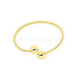 Classic Rack Plating Brass Bead Bangles, Long-Lasting Plated Twist Bangles for Women Men, Cadmium Free & Lead Free, Real 18K Gold Plated, Inner Diameter: 2-3/8 inch(6cm)(BJEW-E071-11G)