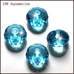 Imitation Austrian Crystal Beads, Grade AAA, Faceted, Rondelle, Deep Sky Blue, 8x5.5mm, Hole: 0.9~1mm(SWAR-F068-6x8mm-10)