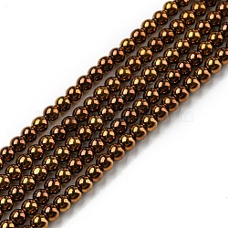 Electroplate Glass Beads Strands, Round, Full Plated, Copper Plated, 2.3mm, Hole: 0.3mm, about 180~183pcs/strand, 14.09~14.33''(35.8~36.4cm)(EGLA-K014-A-FP11)