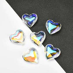 Glass Pendants, Heart, Colorful, 40~41x42~43x15mm, Hole: 2mm(X-EGLA-K011-07A-03)