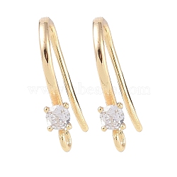 Brass Micro Pave Cubic Zirconia Earring Hooks, Fishhook, Golden, 16x9x3mm, Hole: 1mm(KK-U008-09G)