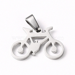 Tarnish Resistant 304 Stainless Steel Pendants, Bicycle, Stainless Steel Color, 15.5x24x1.5mm, Hole: 8x3mm(STAS-I127-017P)