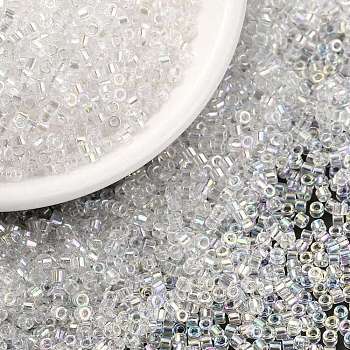 Cylinder Seed Beads, Uniform Size, Transparent Colours Rainbow, Clear, 2x1.3~1.5mm, Hole: 0.8~1mm, about 888pcs/10g