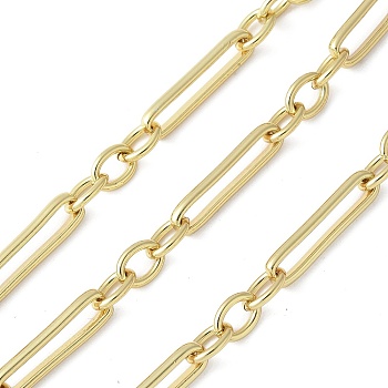 Brass Chains, Rack Plating, Long-Lasting Plated, Lead Free and Cadmium Free, Unwelded, Oval, Real 18K Gold Plated, 19.5x4.5x2mm