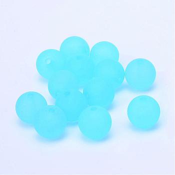 Transparent Acrylic Ball Beads, Frosted Style, Round, Deep Sky Blue, 6mm, Hole: 1mm, about 4200pcs/500g