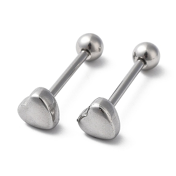 201 Stainless Steel Heart Nose Bone Rings with 304 Stainless Steel Pins, Nose Pin Studs Piercing Jewelry, Stainless Steel Color, 25x7x7mm, Pin: 1.5mm