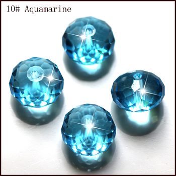 Imitation Austrian Crystal Beads, Grade AAA, Faceted, Rondelle, Deep Sky Blue, 8x5.5mm, Hole: 0.9~1mm