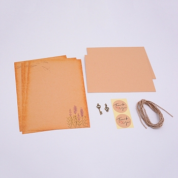 Vintage Retro Writing Letter Stationery & Blank Mini Paper Envelopes Kits, with Alloy Pendants and Jute Twine, for Birthday Party Invitation Card Making, Peru, 210x145x0.1mm