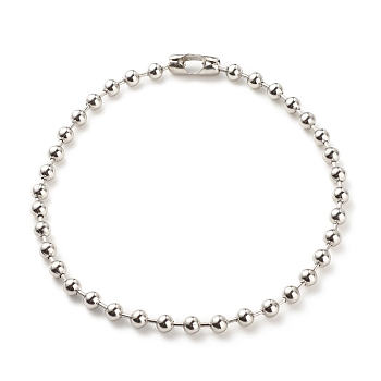 304 Stainless Steel Ball Chains Necklace for Women, Stainless Steel Color, 17.72 inch(45cm)