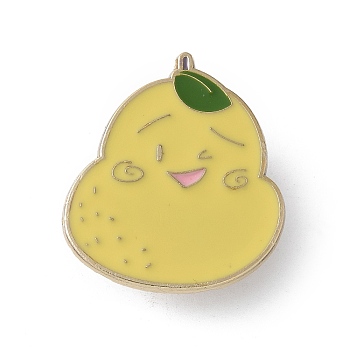 Cute Pear Enamel Pins, Zinc Alloy Brooches for Backpack Clothes, Champagne Yellow, 30x26.5mm