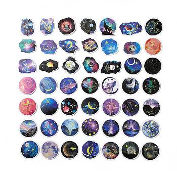 50Pcs 50 Styles Space Theme Paper Stickers Sets, Adhesive Decals for DIY Scrapbooking, Photo Album Decoration, Moon Pattern, 42~52.5x42~70x0.2mm, 1pc/style