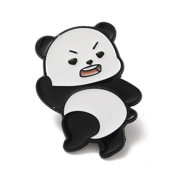 Panda Enamel Pin, Alloy Brooch for Backpack Clothes, White, 33x24x2mm