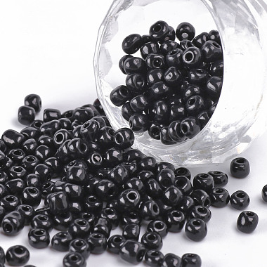 Black Round Glass Beads