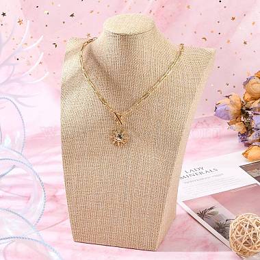 Wooden Covered with Imitation Burlap Necklace Displays(NDIS-K001-B15)-6