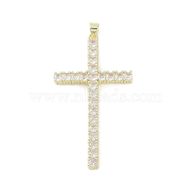 Real 18K Gold Plated Clear Cross Brass+Glass Pendants