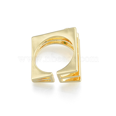 Кубический цирконий квадратный трехслойный открытая манжета кольцо(RJEW-N037-035A)-2