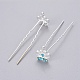 (Defective Closeout Sale) Lady's Hair Accessories Silver Color Plated Iron Rhinestone Hair Forks(PHAR-XCP0004-03S-02)-1