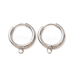 201 Stainless Steel Hoop Earring Findings, with 304 Stainless Steel Pin, with Loop, Stainless Steel Color, 19x16x2.5mm, Hole: 2mm, Inner Diameter: 12mm(SA-CBA9743-02P-A)