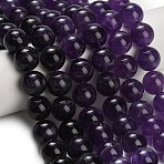 Natural Amethyst Beads Strands, Smooth Round, 16mm, Hole: 1.2mm, about 24~25pcs/strand, 15.35 inch(39cm)(G-S033-A01-16mm)