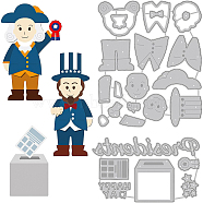 2Pcs 2 Styles Happy President's Day Carbon Steel Cutting Dies Stencils, for DIY Scrapbooking, Photo Album, Decorative Embossing Paper Card, Stainless Steel Color, Human Pattern, 6.6~12.6x10.4~10.7x0.08cm, 1pc/style(DIY-WH0309-693)