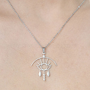 201 Stainless Steel Hollow Eye Pendant Necklace, Stainless Steel Color, 17.72 inch(45cm)(NJEW-OY001-84)