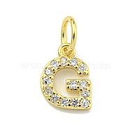 Letter Brass Micro Pave Clear Cubic Zirconia Pendants, Jump Ring, Real 18K Gold Plated, Letter G, 8.9x6.8x1.8mm, Jump Ring: 5x0.9mm, Hole: 3.5mm(KK-K354-06G-G)