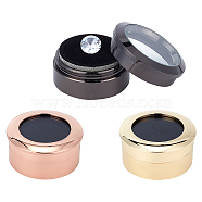 3Pcs 3 Colors Alloy & Stainless Steel Loose Diamond Boxes, Flat Round with Clear Glass Window and Sponge Inside, for Jewelry Cabochons Displays, Mixed Color, 3.2~3.25x1.6~1.65cm, 1pc/color(CON-FG0001-07)
