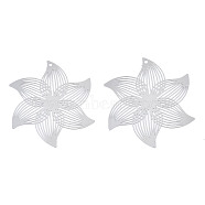 201 Stainless Steel Filigree Pendants, Etched Metal Embellishments, Flower, Stainless Steel Color, 45x39.5x0.2mm, Hole: 1.5mm(STAS-S118-048)