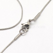 Trendy Men's 304 Stainless Steel Snake Chain Necklaces, with Lobster Clasps, Stainless Steel Color, 17.3 inch(43.9cm), 0.9mm(NJEW-M065-A-01)