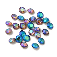 Glass Rhinestone Cabochons, Pointed Back & Back Plated, Faceted, Square, Mixed Color, 8x8x4.4mm(RGLA-G023-10B)