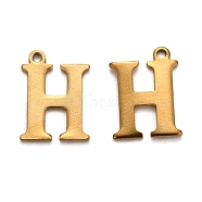 Ion Plating(IP) 304 Stainless Steel Alphabet Charms, Golden, Letter.H, 12x9x1mm, Hole: 1mm(STAS-H122-H-G)