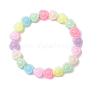 Candy Color Heart Acrylic Beaded Kid Stretch Bracelets for Girls, Colorful, Inner Diameter: 2-7/8 inch(7.45cm)(BJEW-JB10222)
