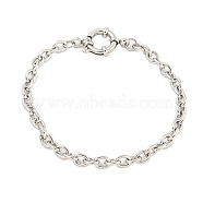 Non-Tarnish 304 Stainless Steel Cable Chain Bracelets for Women, Stainless Steel Color, 6-3/4 inch(17.1cm)(BJEW-Q344-05P)