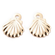 Brass Charms, Shell, Real 24K Gold Plated, 8x6x0.5mm, Hole: 0.9mm(KK-Y003-35G)