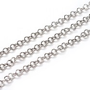 304 Stainless Steel Rolo Chains, Belcher Chain, with Spool, Unwelded, Stainless Steel Color, 4x0.7mm, about 32.8 Feet(10m)/roll(CHS-G004-02G-P)