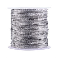 Metallic Thread, Embroidery Thread, for Jewelry Making, Silver, 0.8mm, about 25m/roll, 1roll(MCOR-CJ0001-03C)