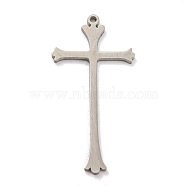 304 Stainless Steel Pendants, Cross Charm, Religion, Stainless Steel Color, 26x13x1mm, Hole: 0.8mm(STAS-G318-04P)