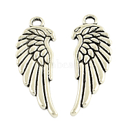 Tibetan Style Alloy Pendants, Cadmium Free & Lead Free, Wing, Antique Silver, 34x11x2mm, Hole: 2.5mm, about 478pcs/1000g(TIBEP-5445-AS-LF)